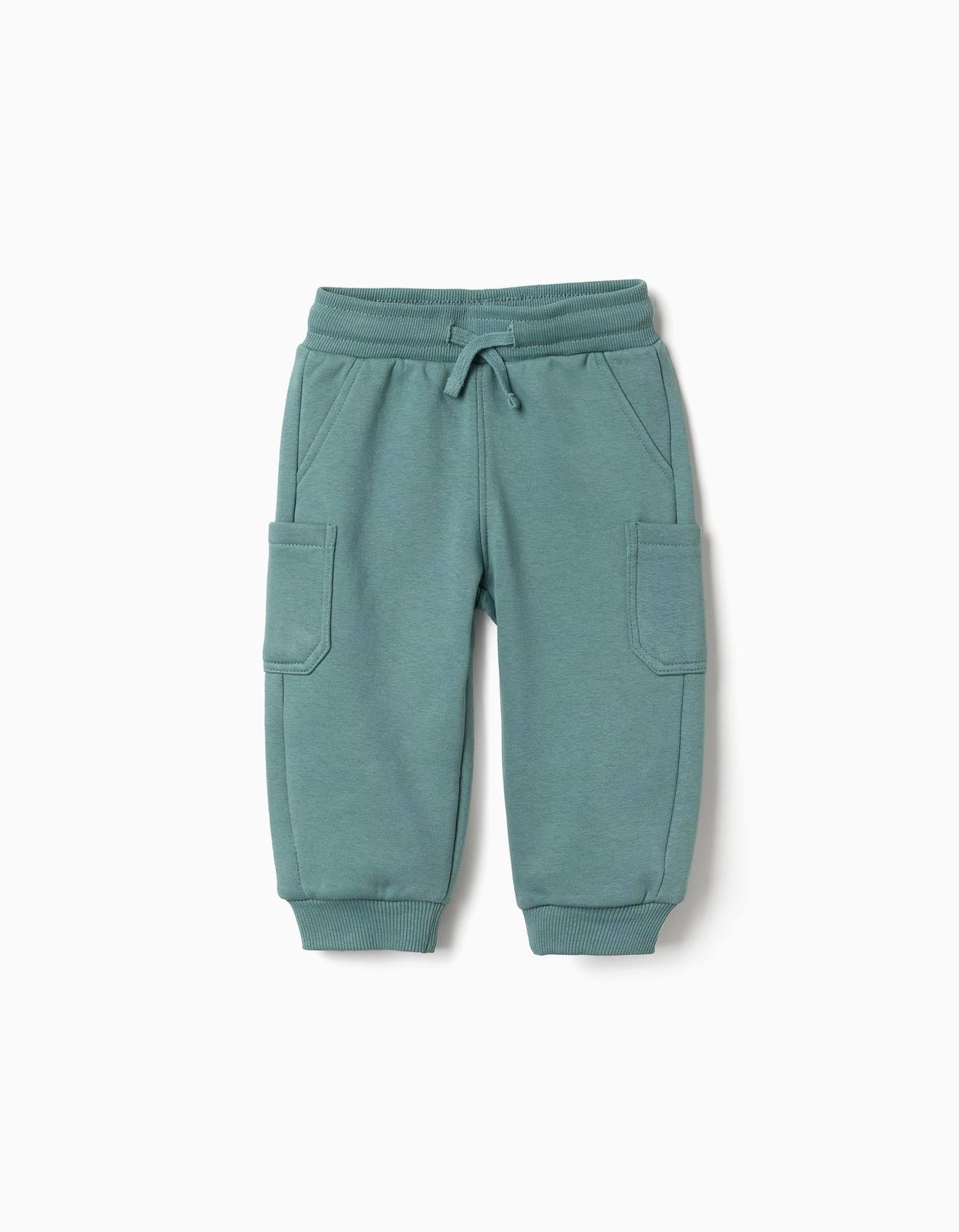 Pantalon De Jogging En Molleton Avec Doublure En Coton Peigné Et Poches Cargo Vert Clair
