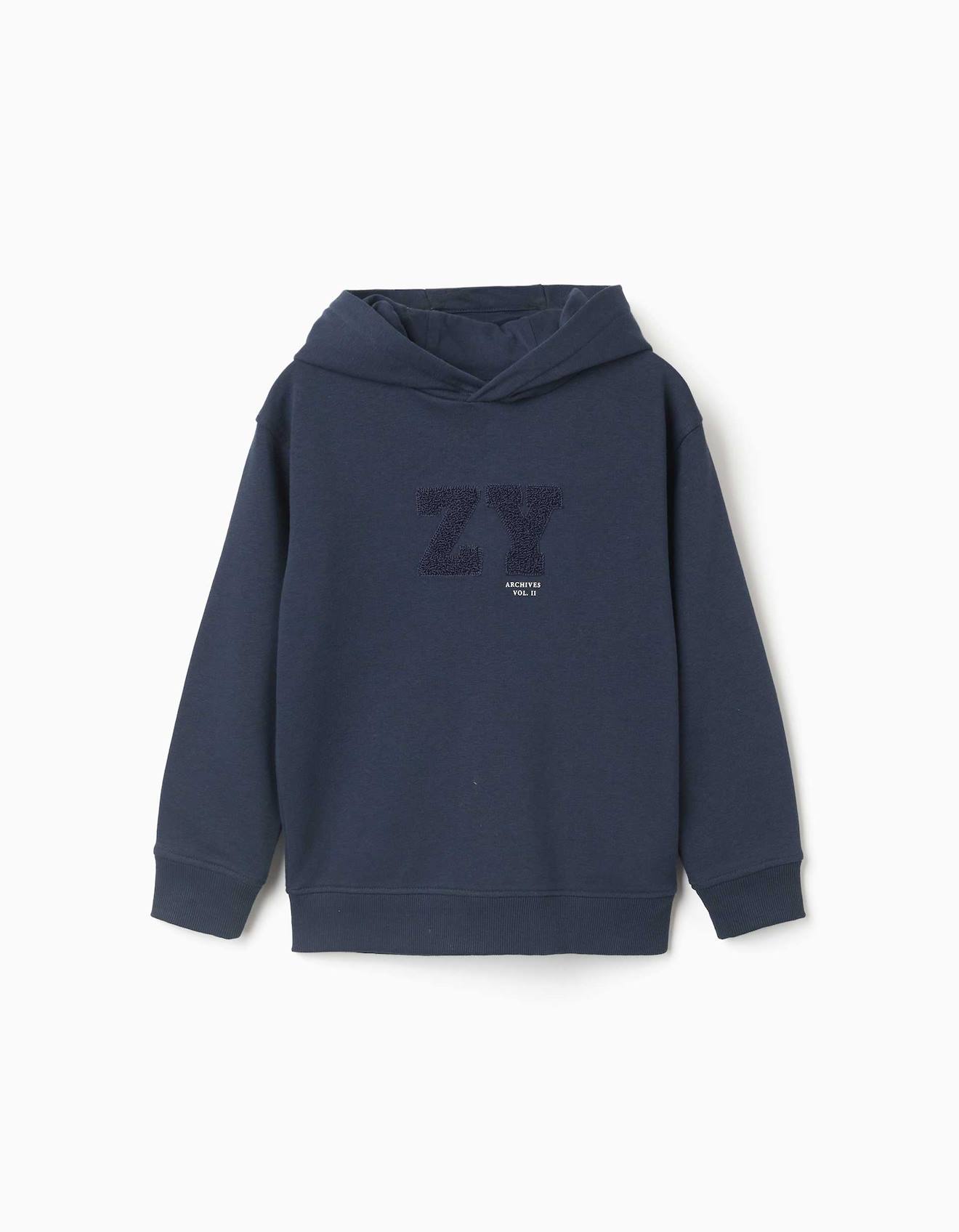 Sweat À Capuche Avec Broderie En Bouclettes Zy Bleu Foncé Sweat À Capuche Avec Broderie En Bouclettes Zy Bleu Foncé