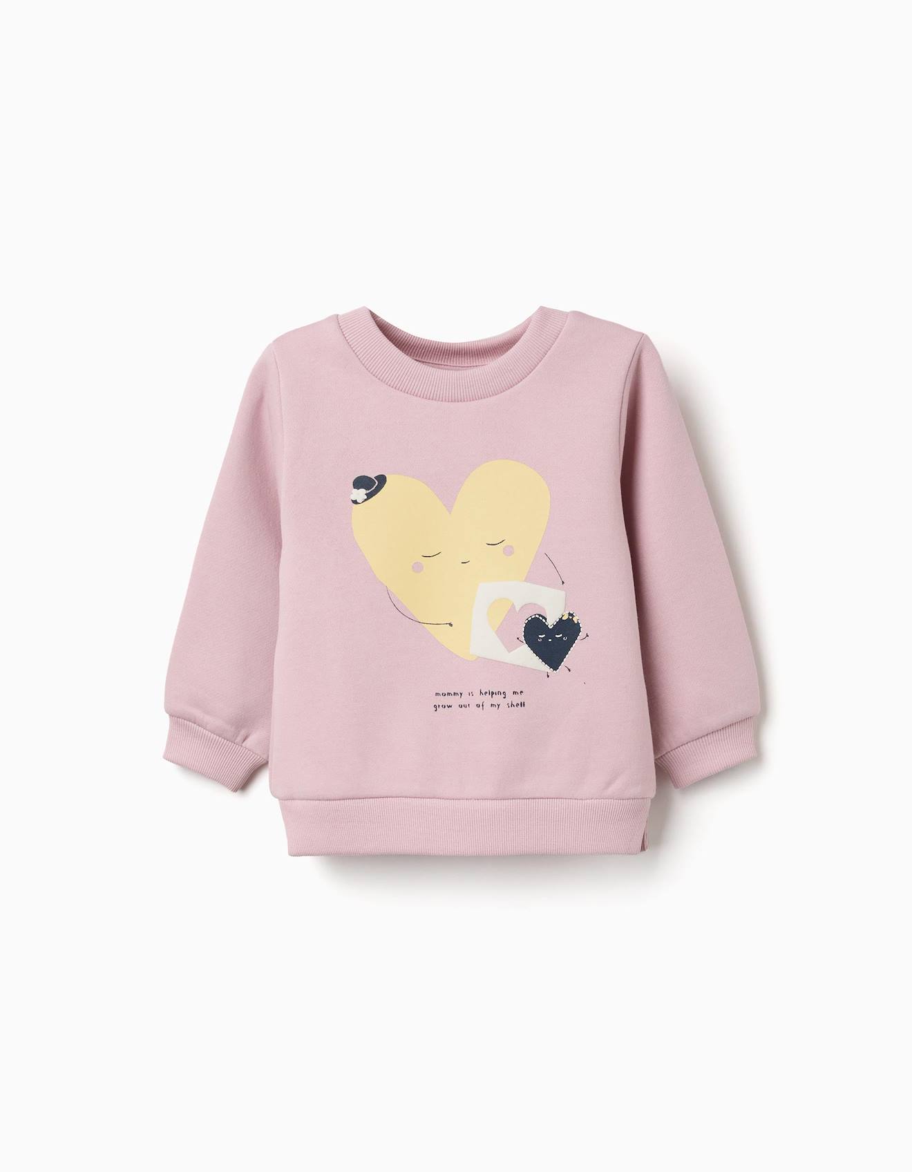 Sweat En Coton Peign Avec Curs Imprims Mauve Clair 15$