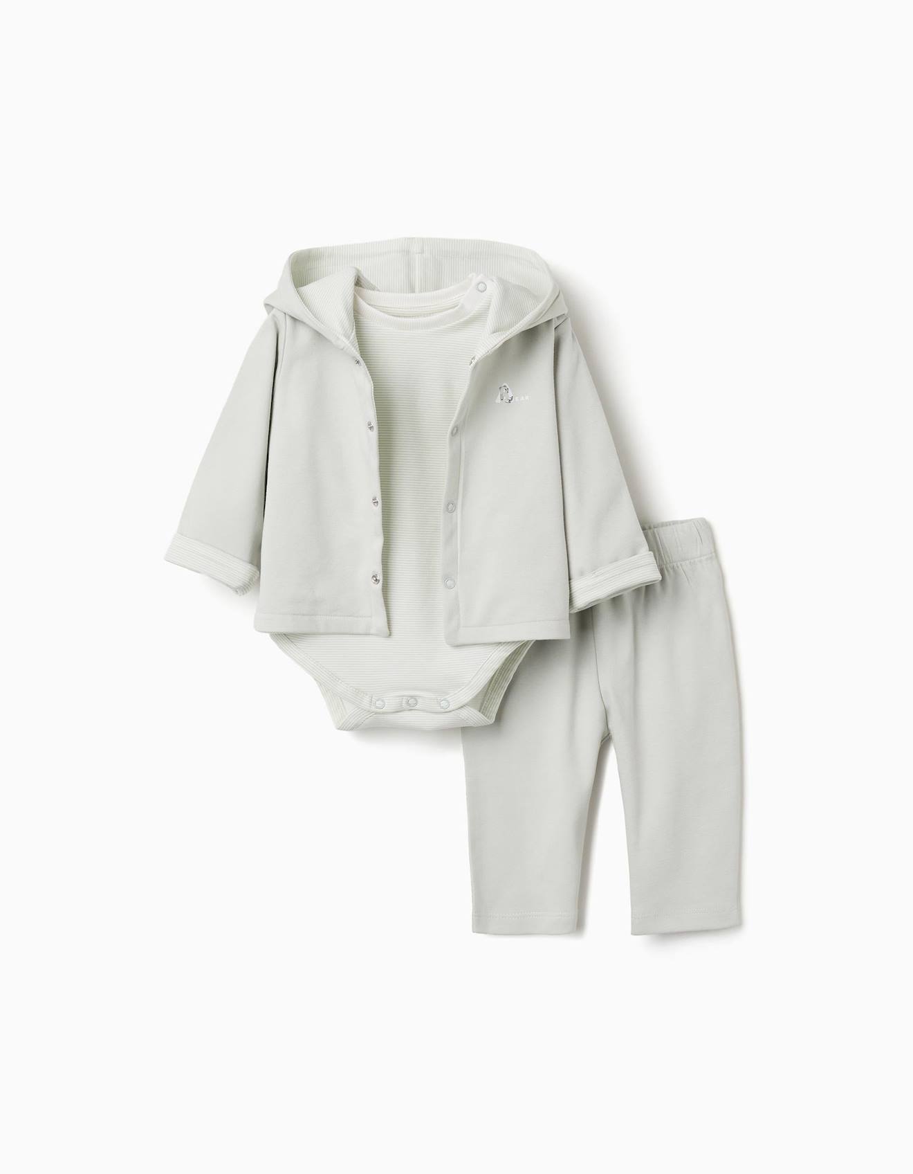 Ensemble 3 Pices En Coton Rayures Vert Clair 40$
