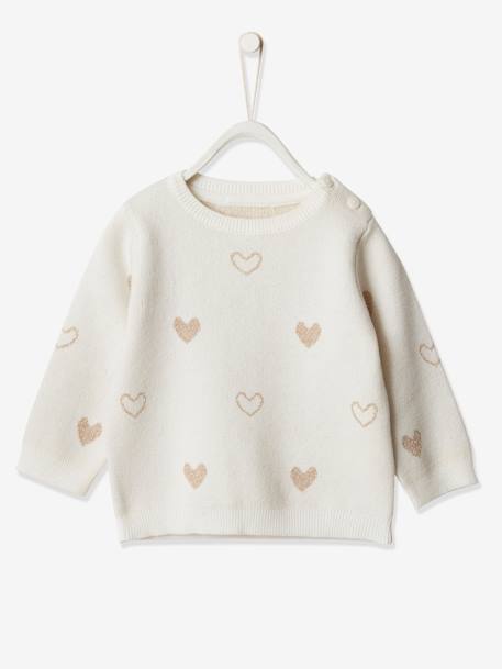 Bébé-Pull, gilet, sweat-Pull jacquard coeurs bébé fille