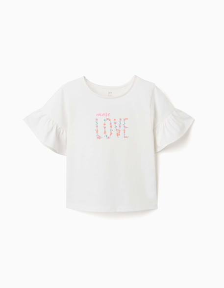 Fille-T-shirt en coton avec imprimé more love
