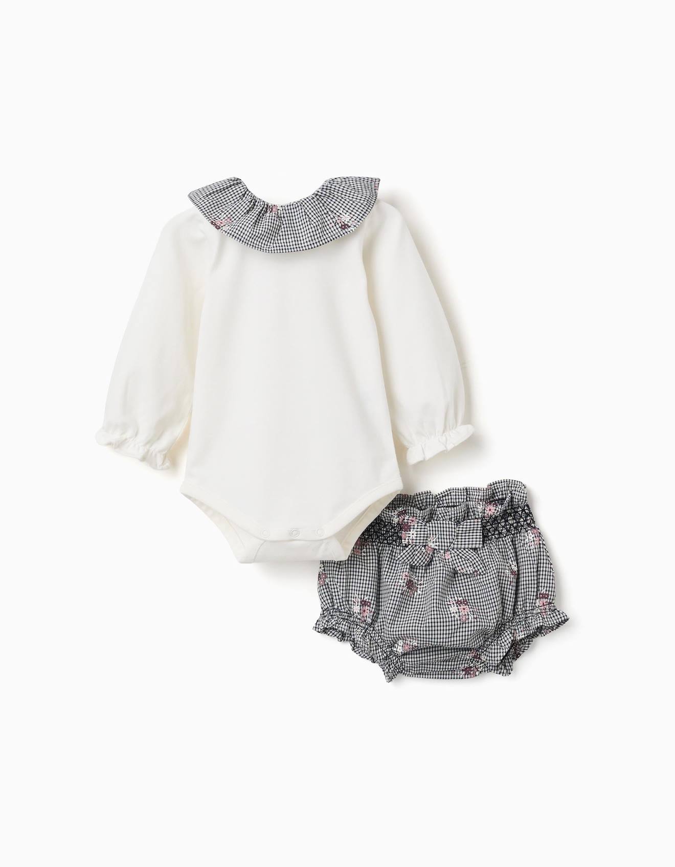Body En Coton Et Bloomer À Carreaux Vichy Blanc