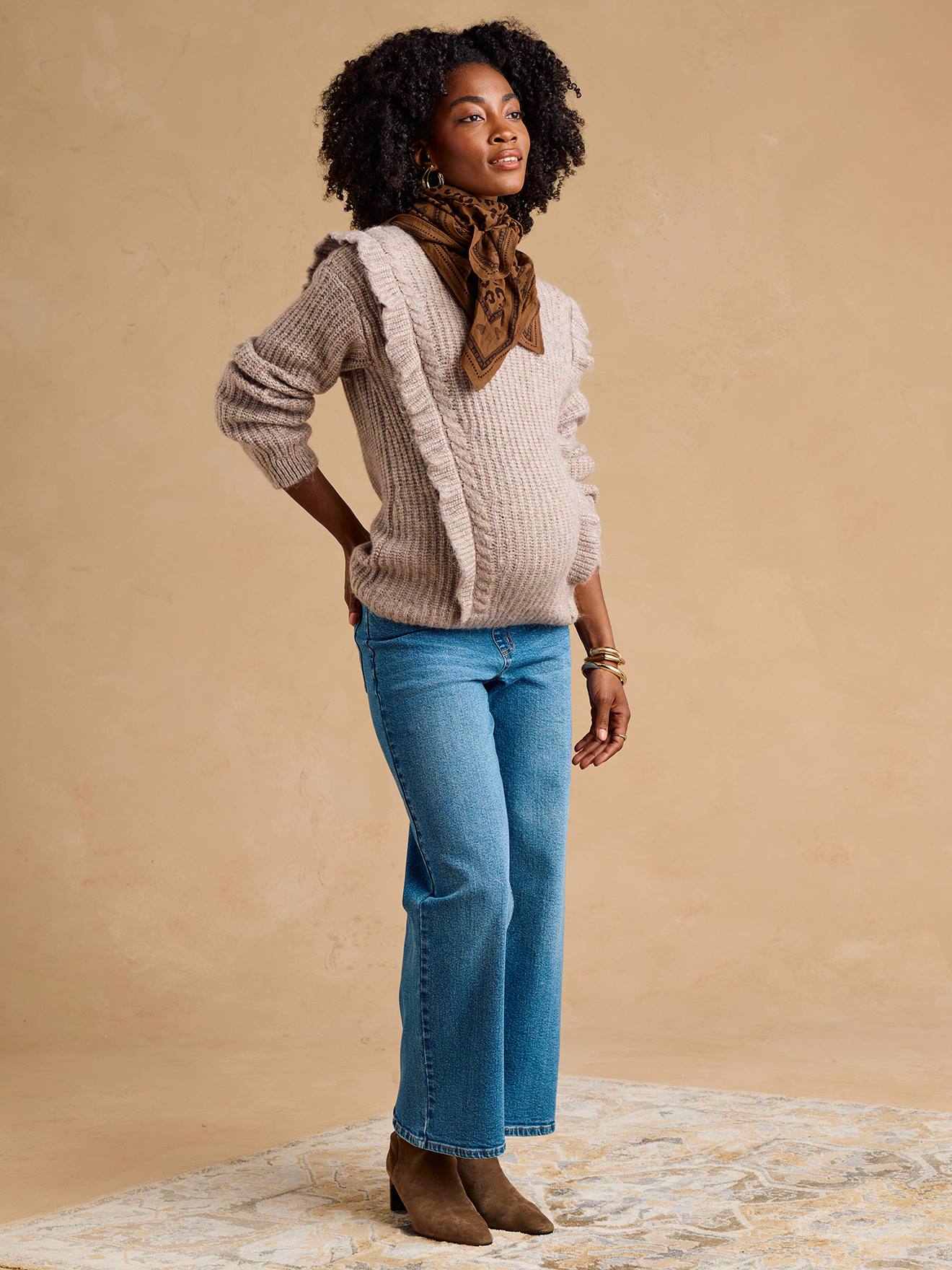 Pull grossesse et allaitement taupe