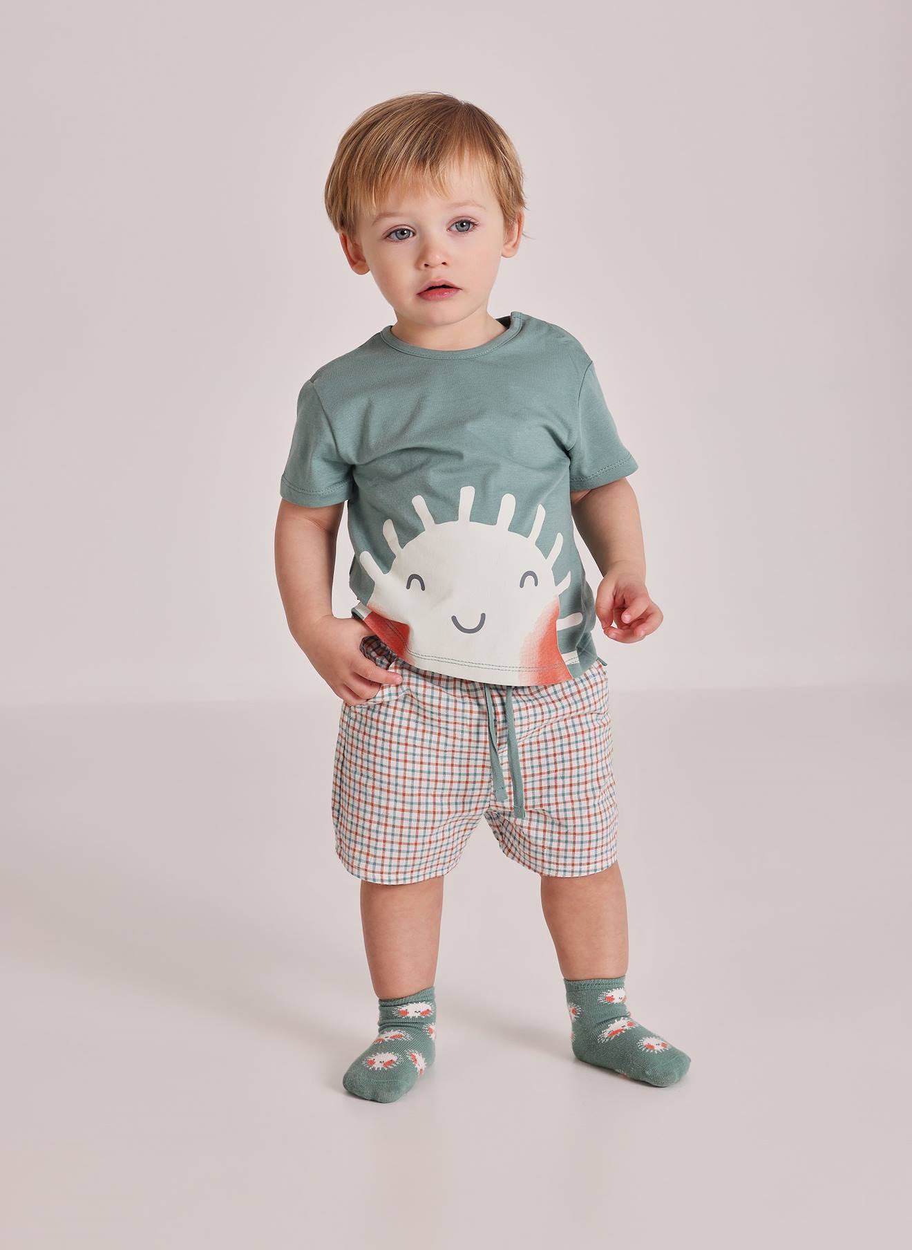 Ensemble Bb T-shirt Et Short En Coton Vert 15$