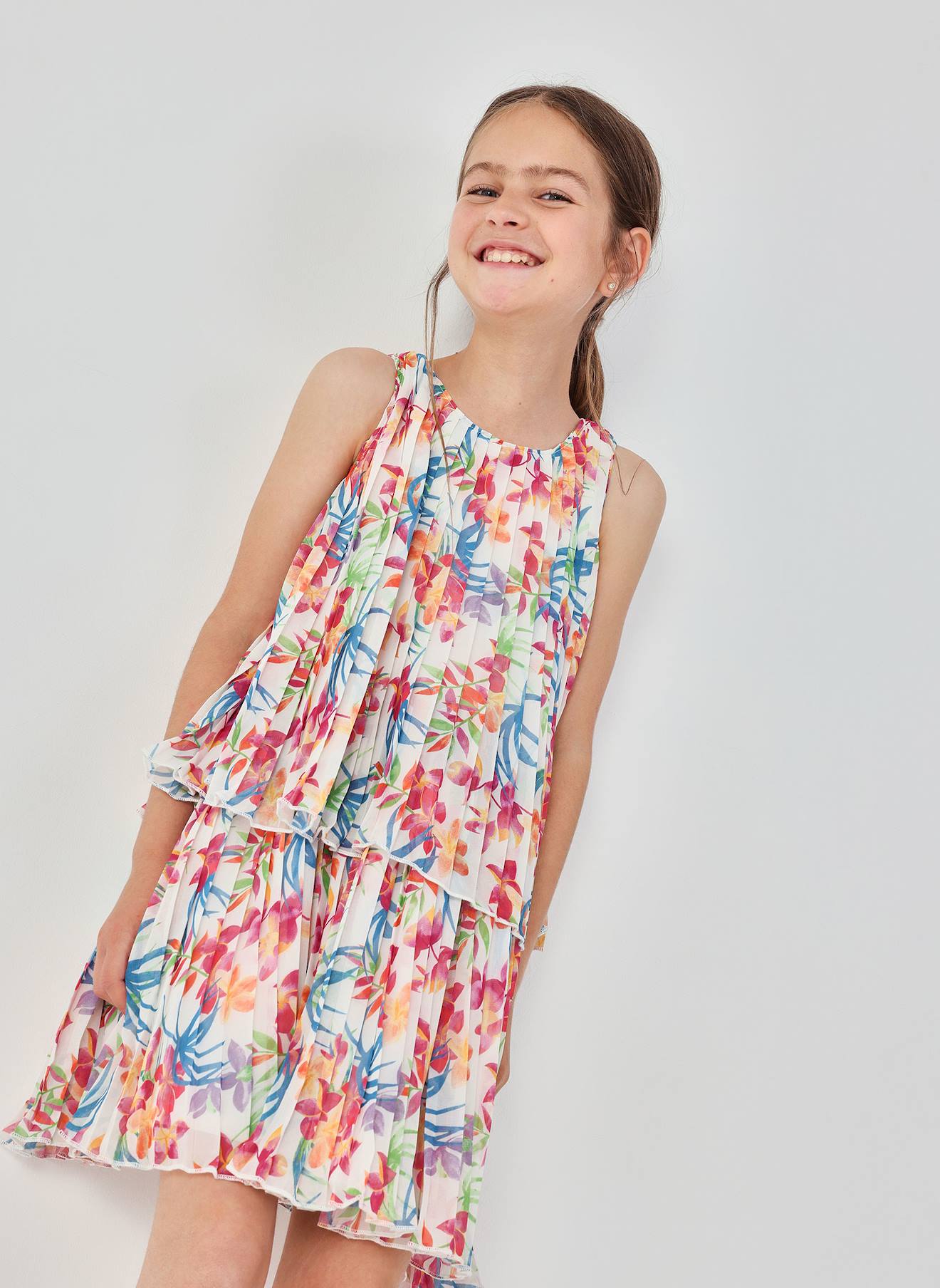 Robe Imprimée Feuilles Multicolore
