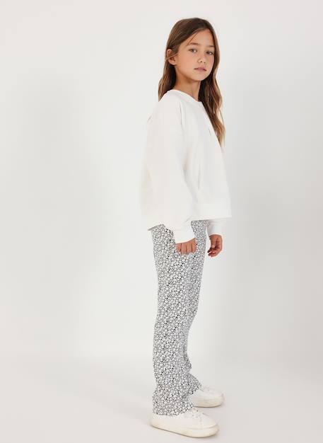 Fille-Pantalon-Legging maille imprimé fleurs