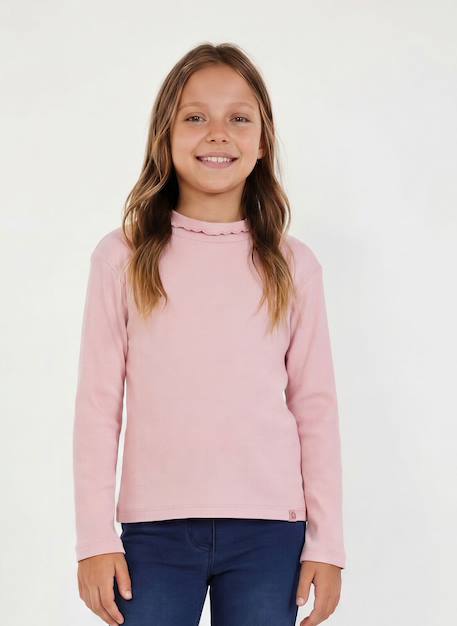 Fille-T-shirt fille en maille côtelée