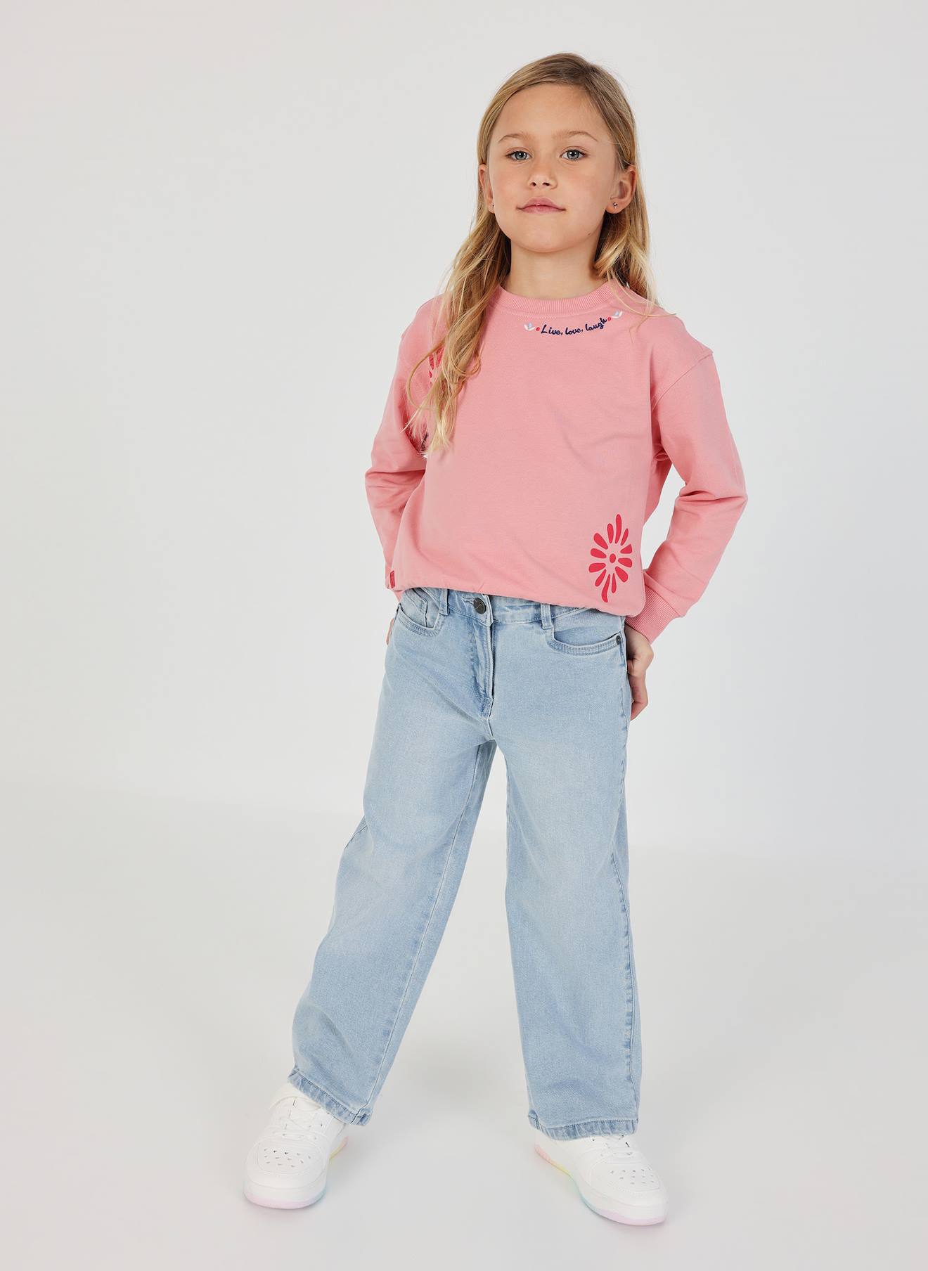 Pantalon Fille En Denim Stretch Bleu