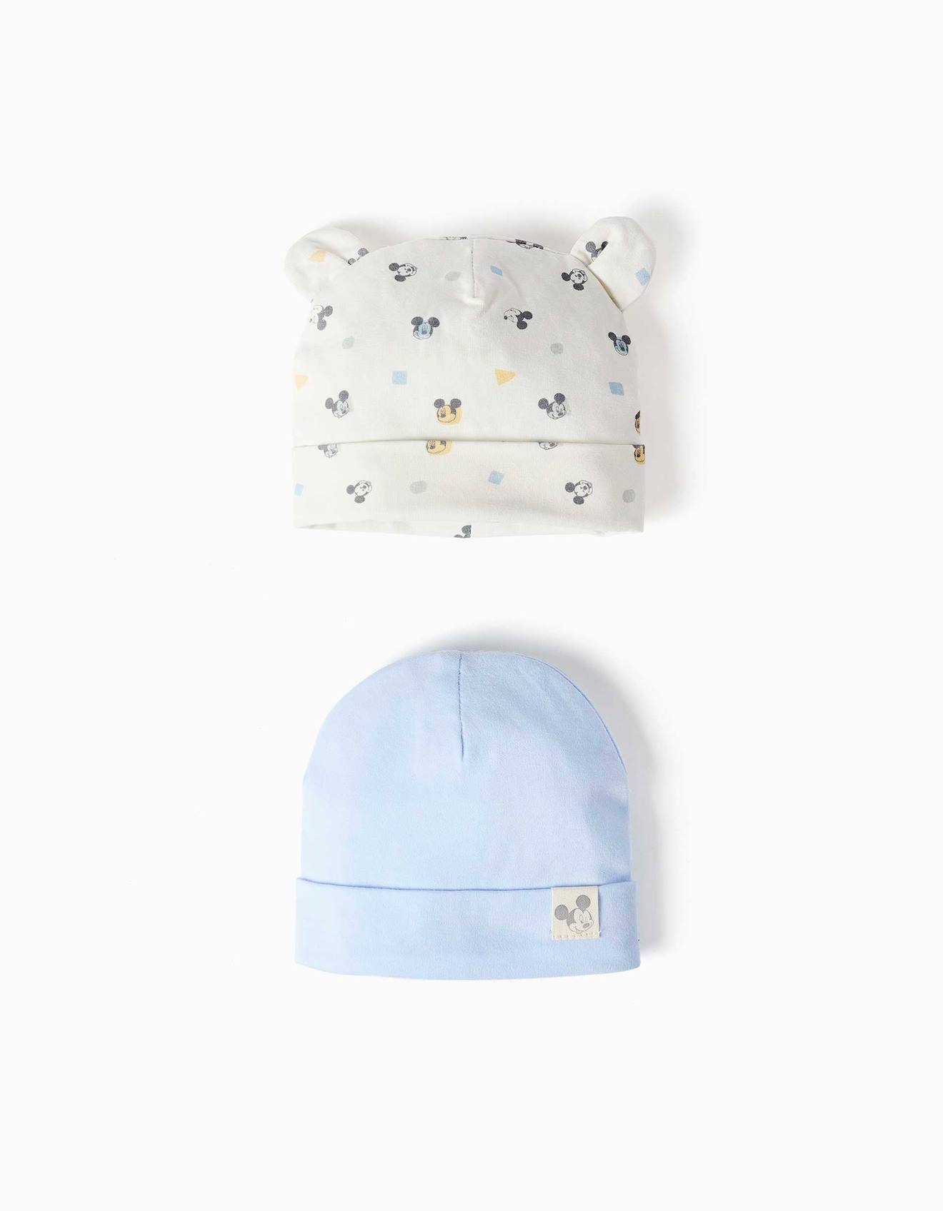 Lot De 2 Bonnets En Coton Avec Motif Mickey Bleu Clair 23€