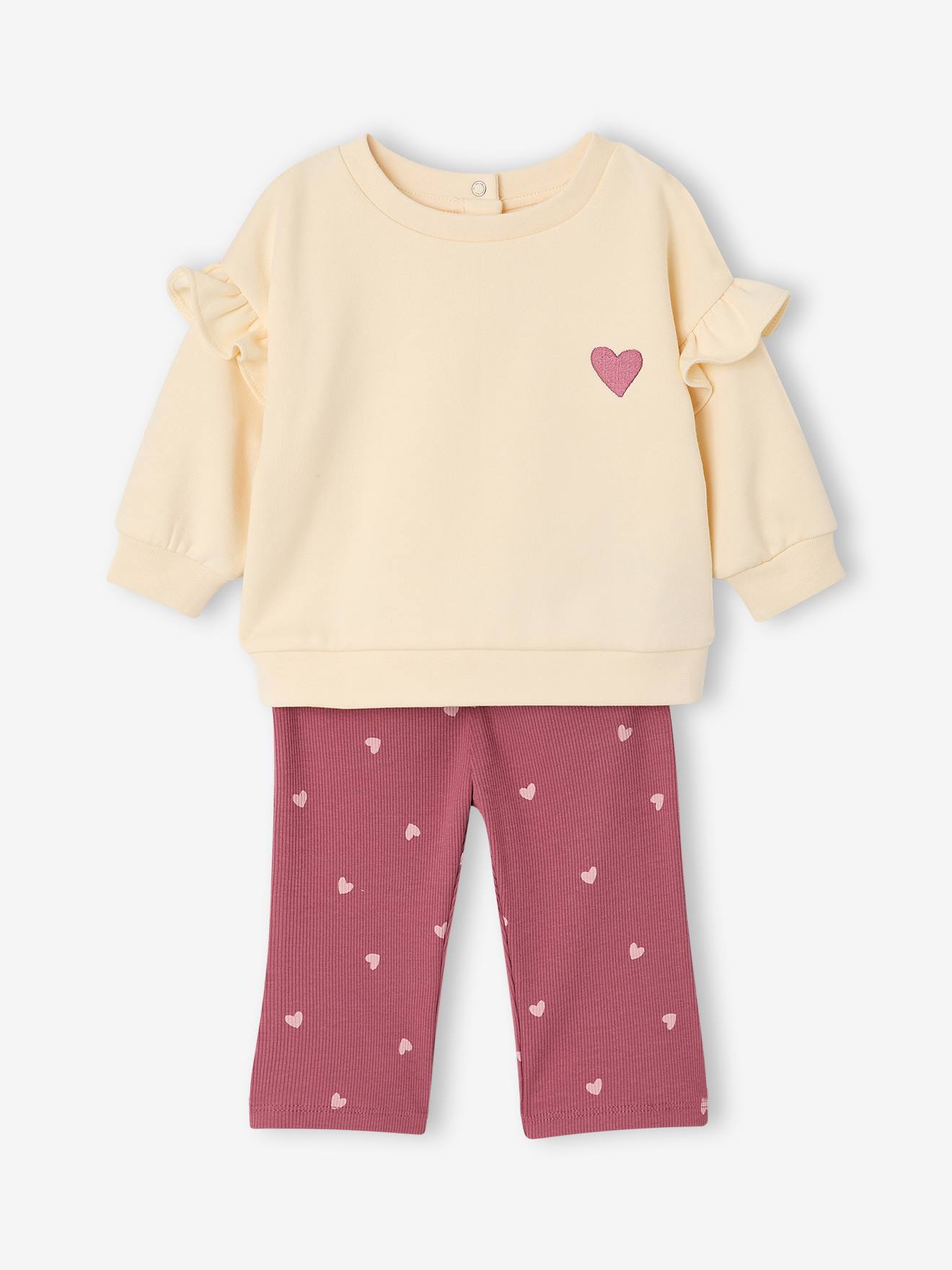 Ensemble sweat et legging évasé bébé fille framboise
