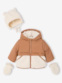 Doudoune bébé avec bonnet et moufles  - vertbaudet enfant
