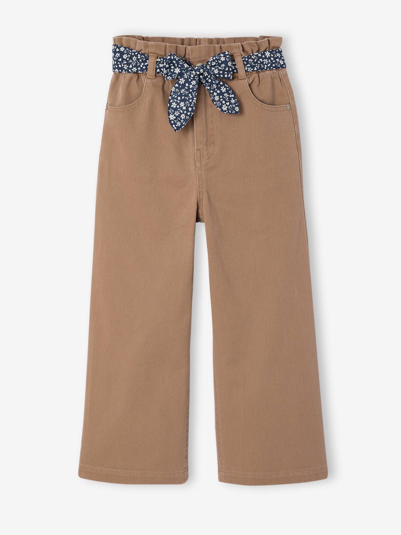 Pantalon large fille camel