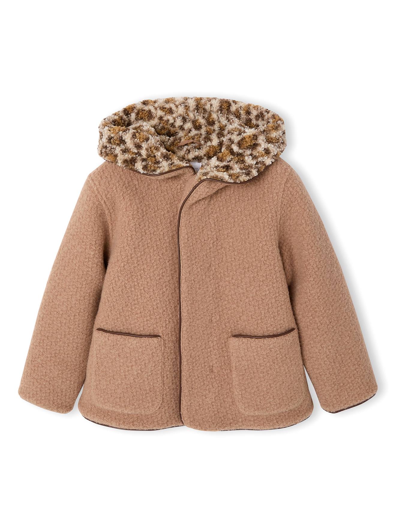 Manteau fille à capuche camel