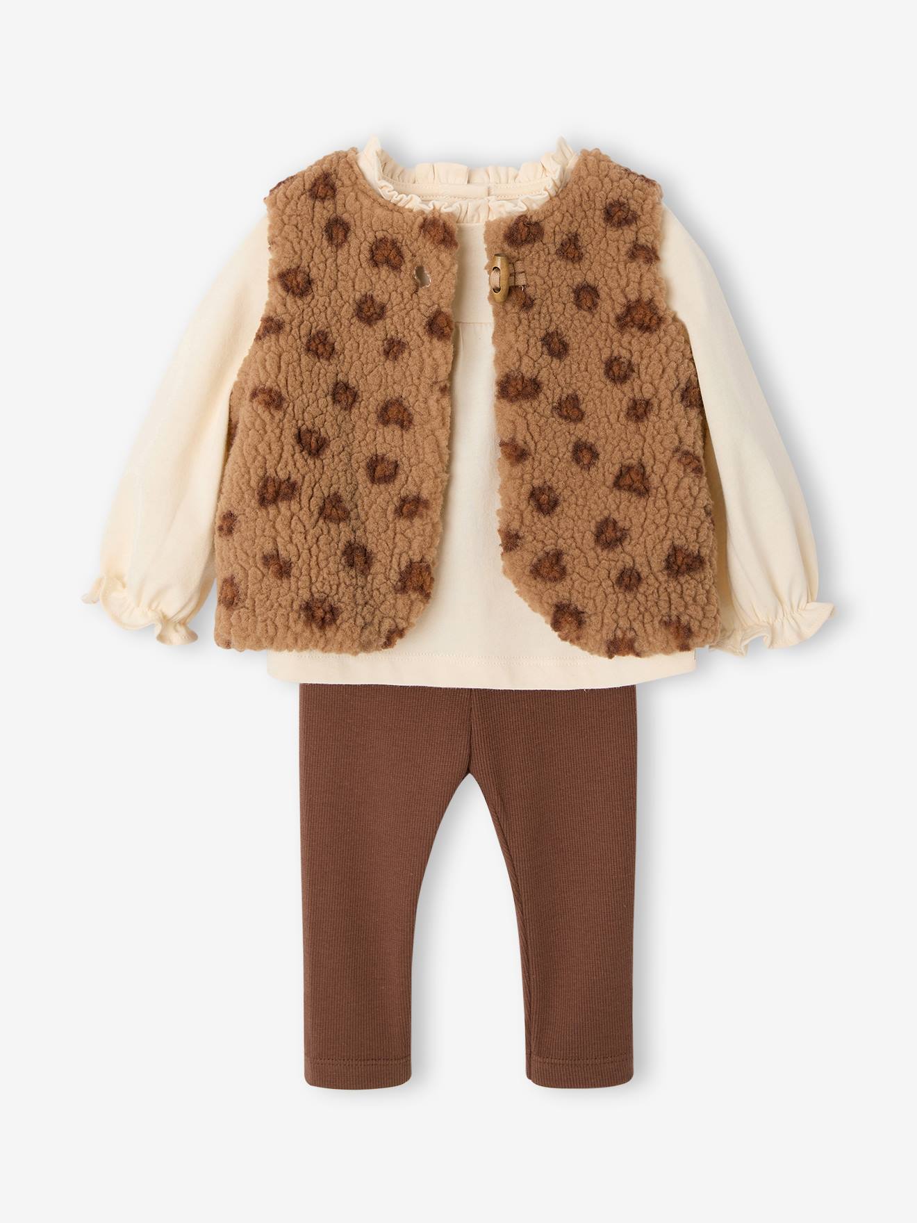 Ensemble 3 pièces bébé fille noisette
