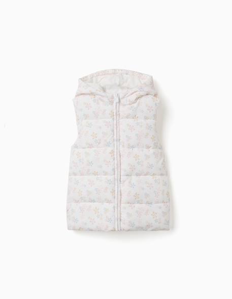Fille-Doudoune sans manches avec motif floral