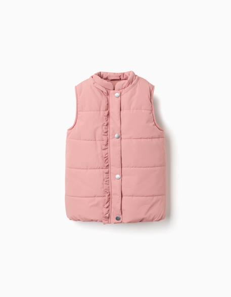 Fille-Manteau-Doudoune sans manches avec doublure en polaire et volants