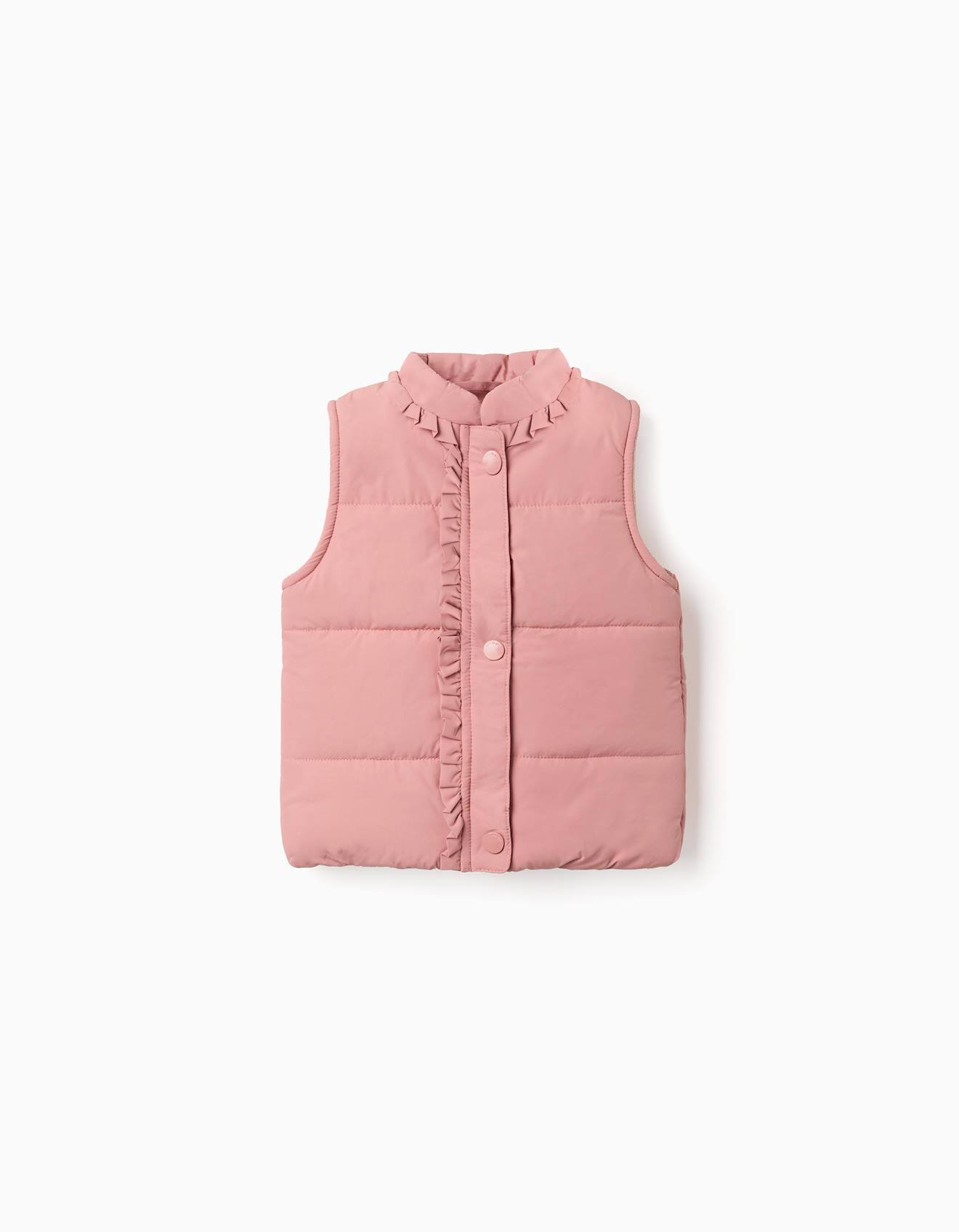 Doudoune Sans Manches Avec Doublure En Polaire Et Volants Rose
