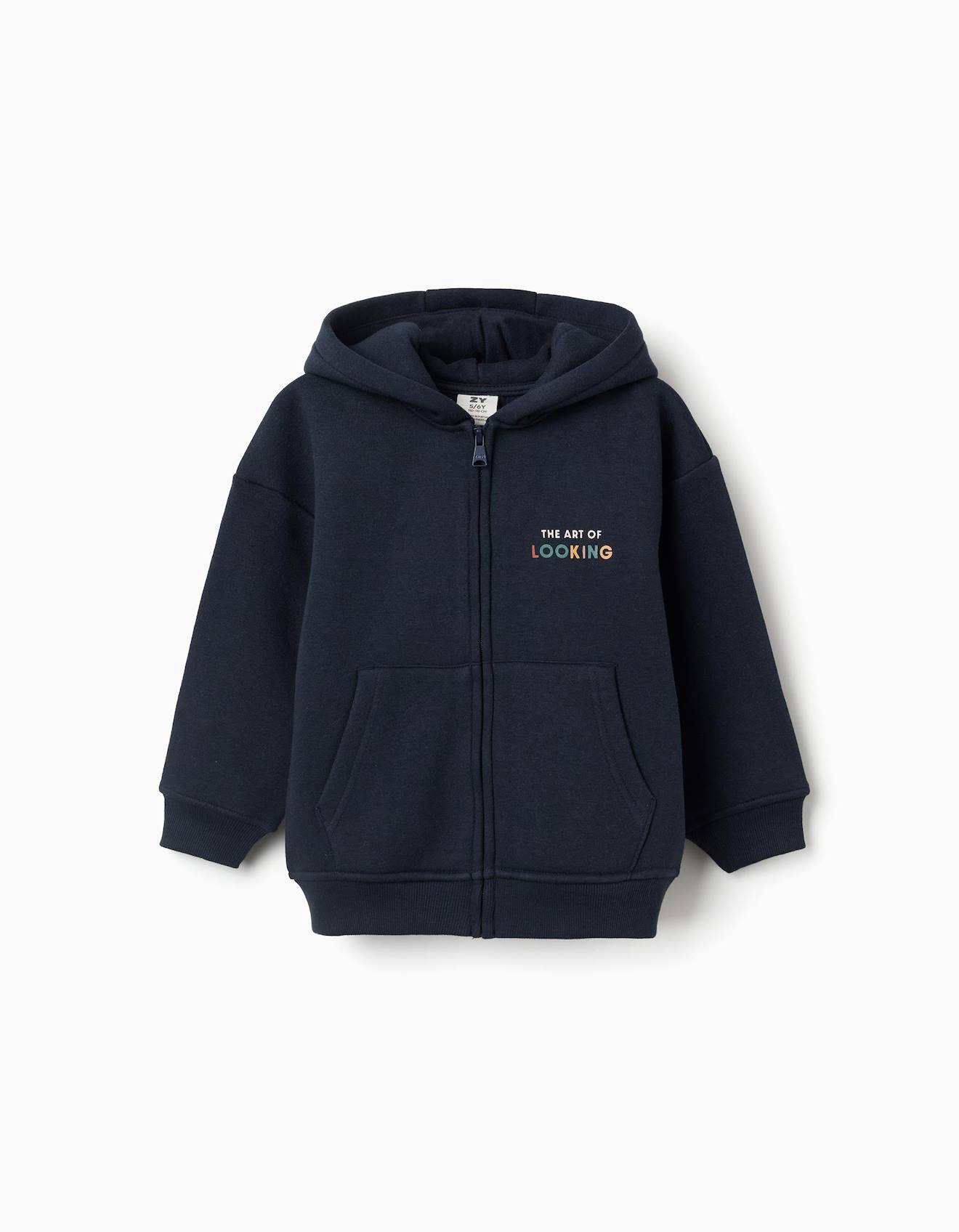Sweat Zippé À Capuche En Coton Peigné Avec Imprimé Art Of Looking Bleu Foncé Sweat Zippé À Capuche En Coton Peigné Avec Imprimé Art Of Looking Bleu Foncé