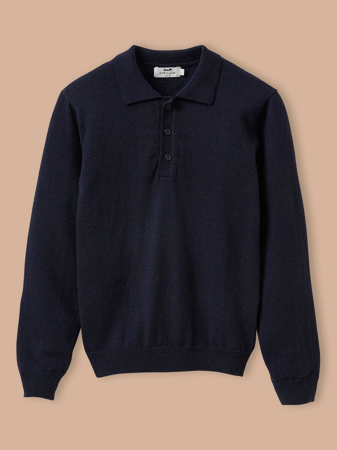 Pull Col Polo Garçon Marine