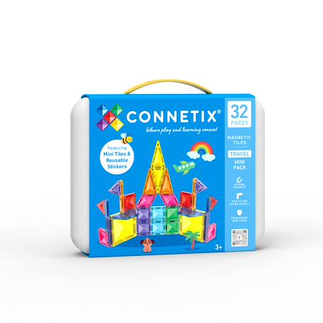 Connetix - Jeu De Construction Magnétique Travel Pack Mini, 32 Pièces Multicolore