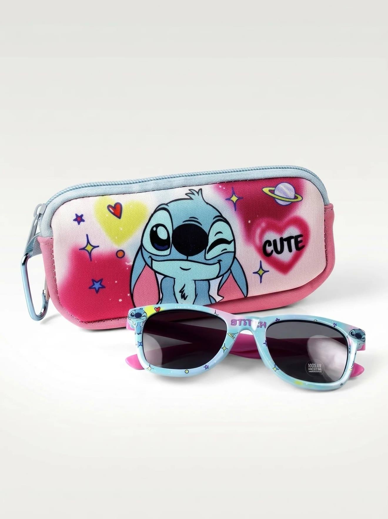 Lot De 2 Lunettes De Soleil Stitch Avec tui Bleu Turquoise 15$