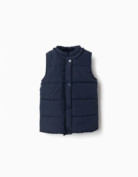 Fille-Manteau-Doudoune sans manches avec doublure en polaire et volants