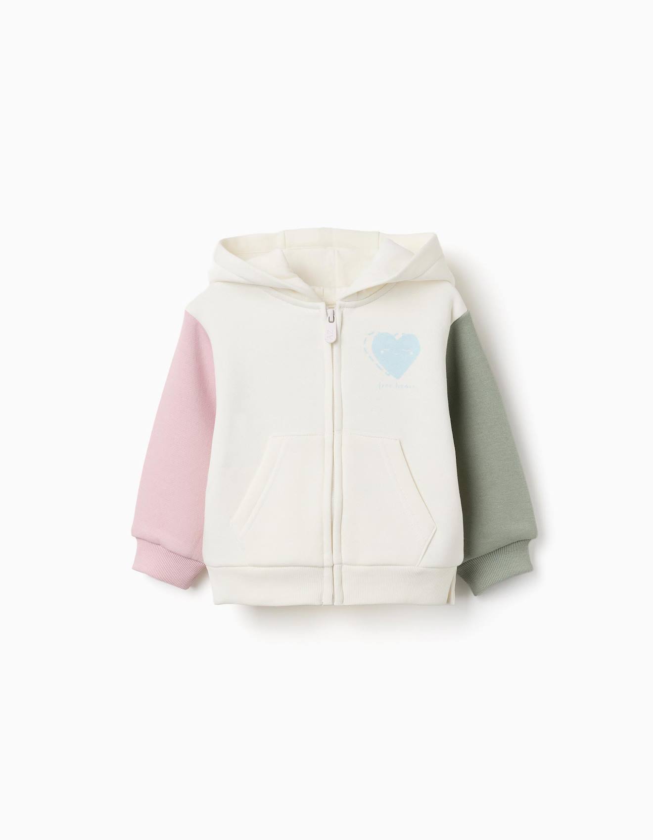 Sweat Zipp En Coton Peign Capuche Avec Imprims Curs Blanc 26$