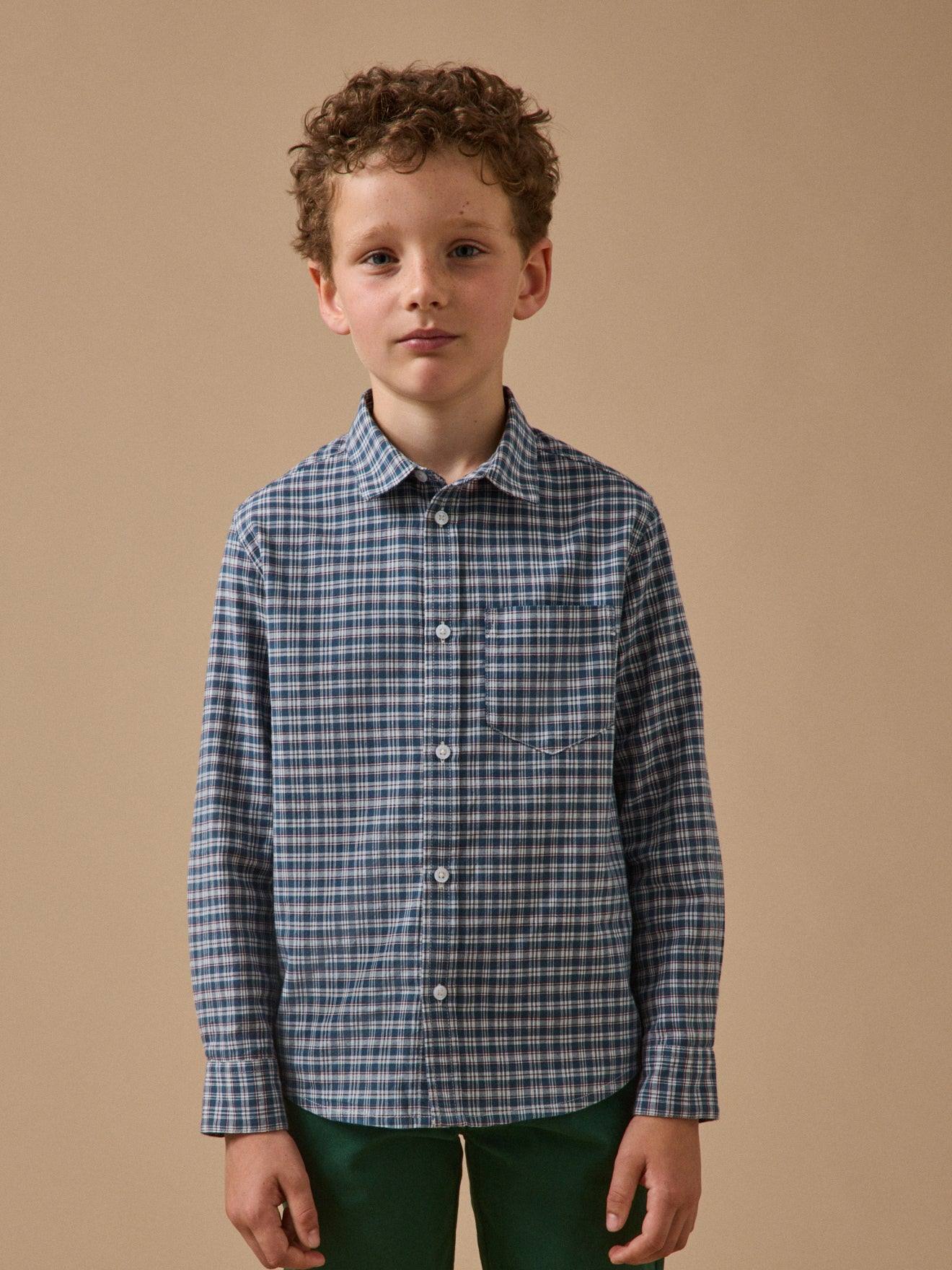 Chemise À Carreaux Garçon Carreaux Bleu