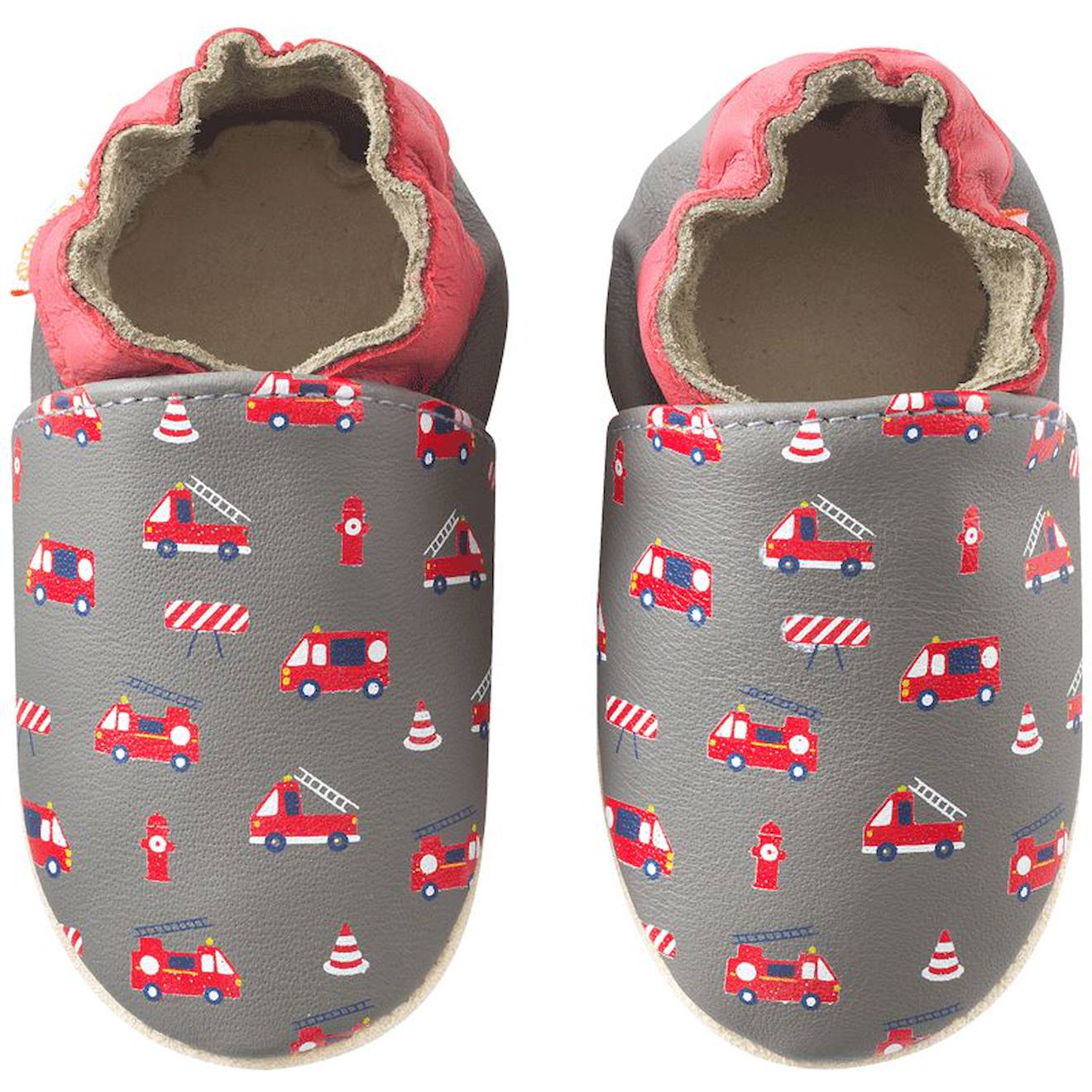Chaussons Bb Cuir Souple Honor Les Camions De Pompiers Gris 24 €