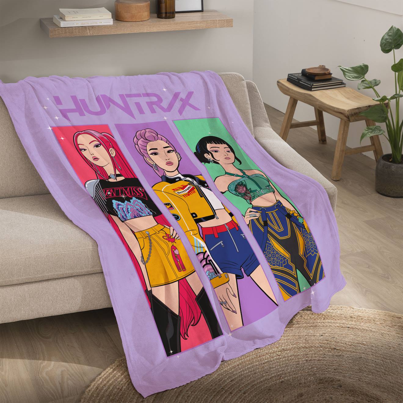 Plaid Polaire Imprimé, Kpop Demon Hunters Tour Violet