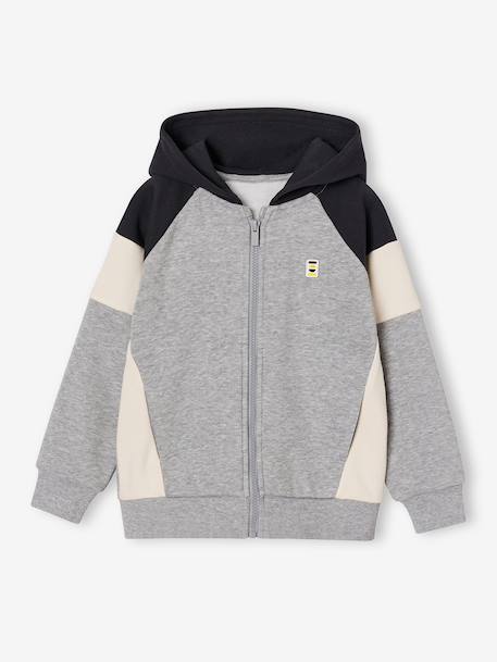 Garçon-Pull, gilet, sweat-Sweat zippé garçon capuche coloblock