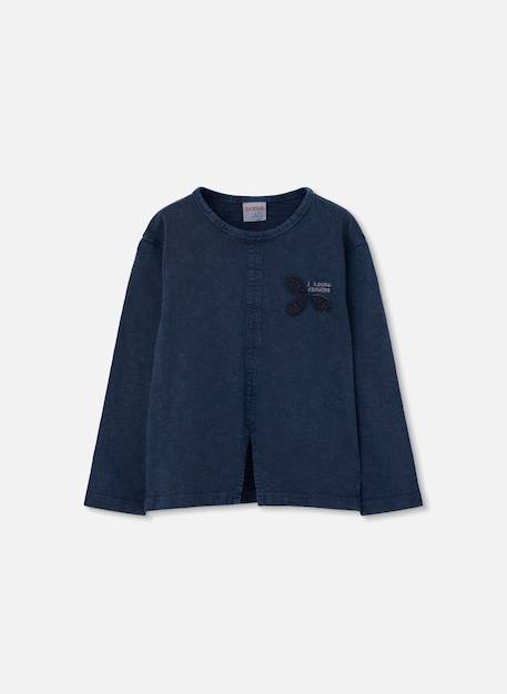 Fille-T-shirt fille en maille broderie fleurs