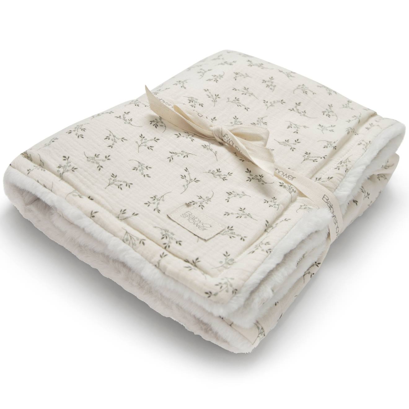 Couverture Polaire Olive Bloom (110 X 80 Cm) Ecru, Vert (Babyshower) - Image 1