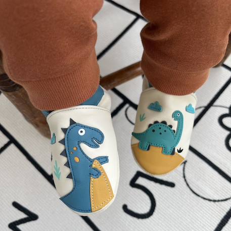 Chaussons bébé cuir souple théodore et isaure les dinosaures Beige 3 - vertbaudet enfant 