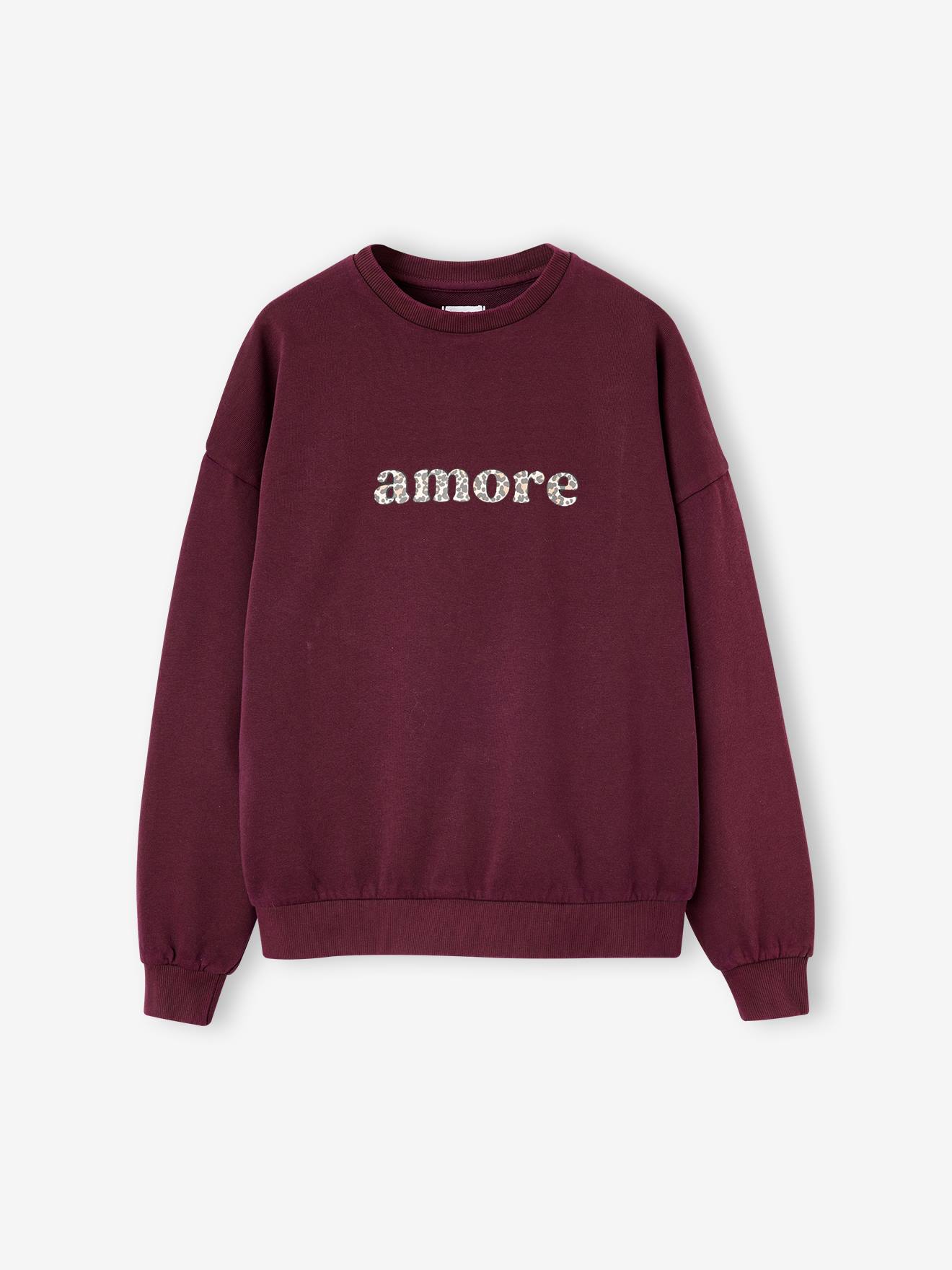Sweat fille oversize inscription lopard bordeaux 23$