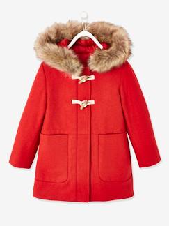 Fille-Manteau, veste-Manteau, parka, blouson-Duffle-coat à capuche fille en drap de laine fermeture par brandebourgs