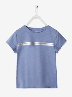 Fille-T-shirt, sous-pull-T-shirt-T-shirt de sport fille rayures irisées Oeko-Tex®