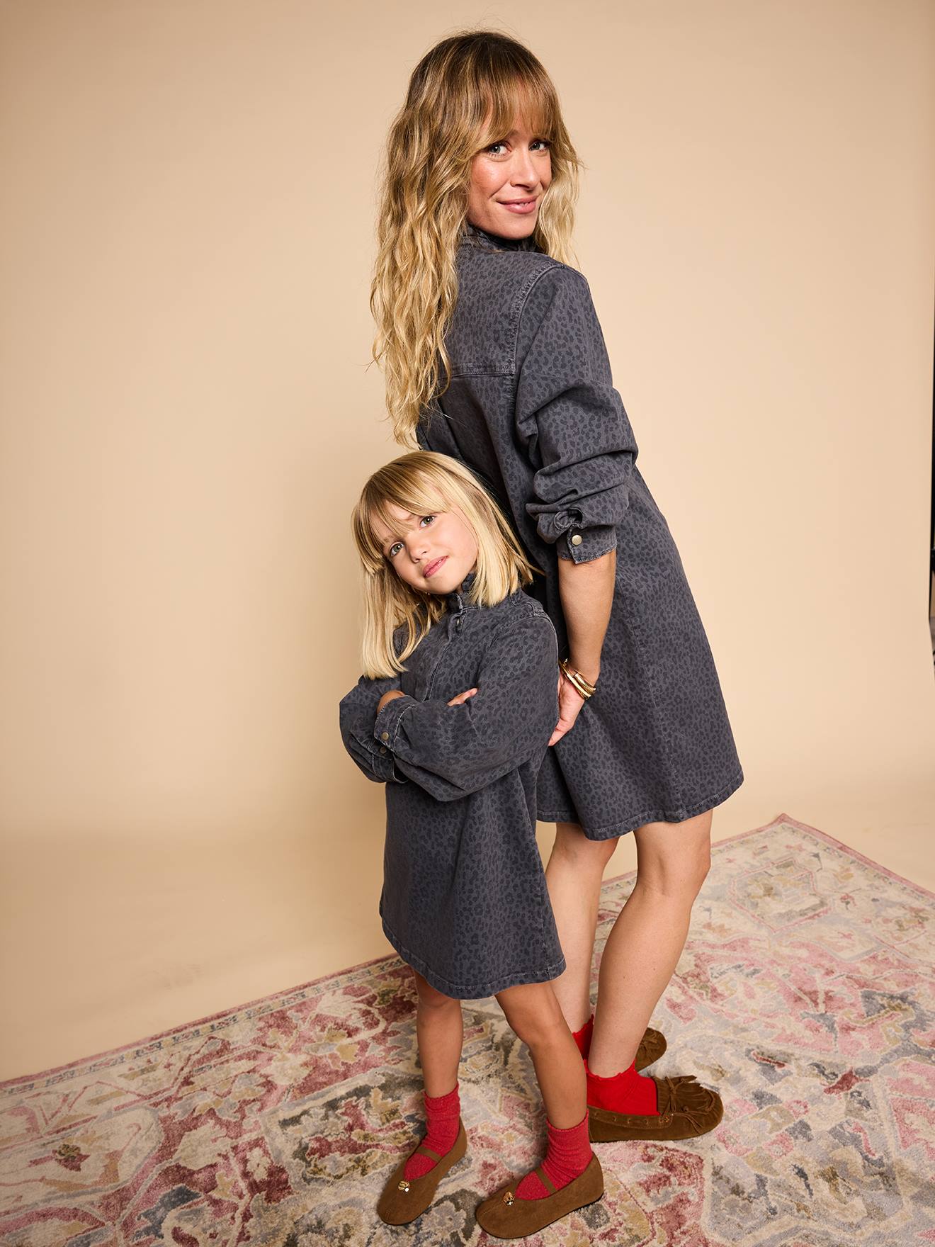 Robe imprimée fille denim gris