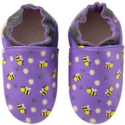 Chaussures-Chaussures bébé 17-26-Chaussons cuir bébé mireille les abeilles