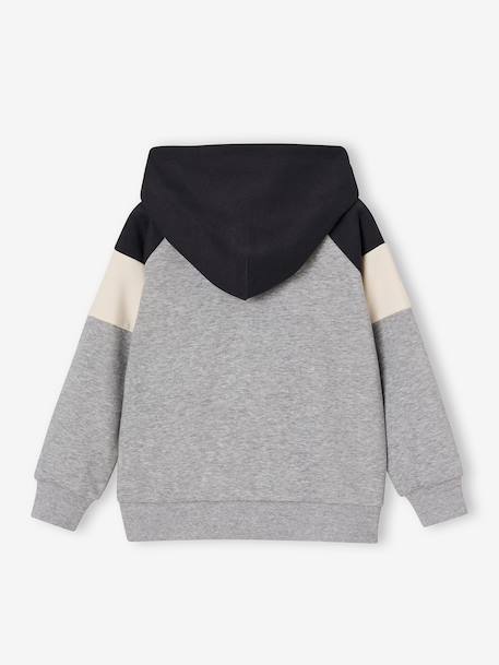 Sweat zippé garçon capuche coloblock bleu moyen+bordeaux+gris chiné+ocre+vert 10 - vertbaudet enfant 