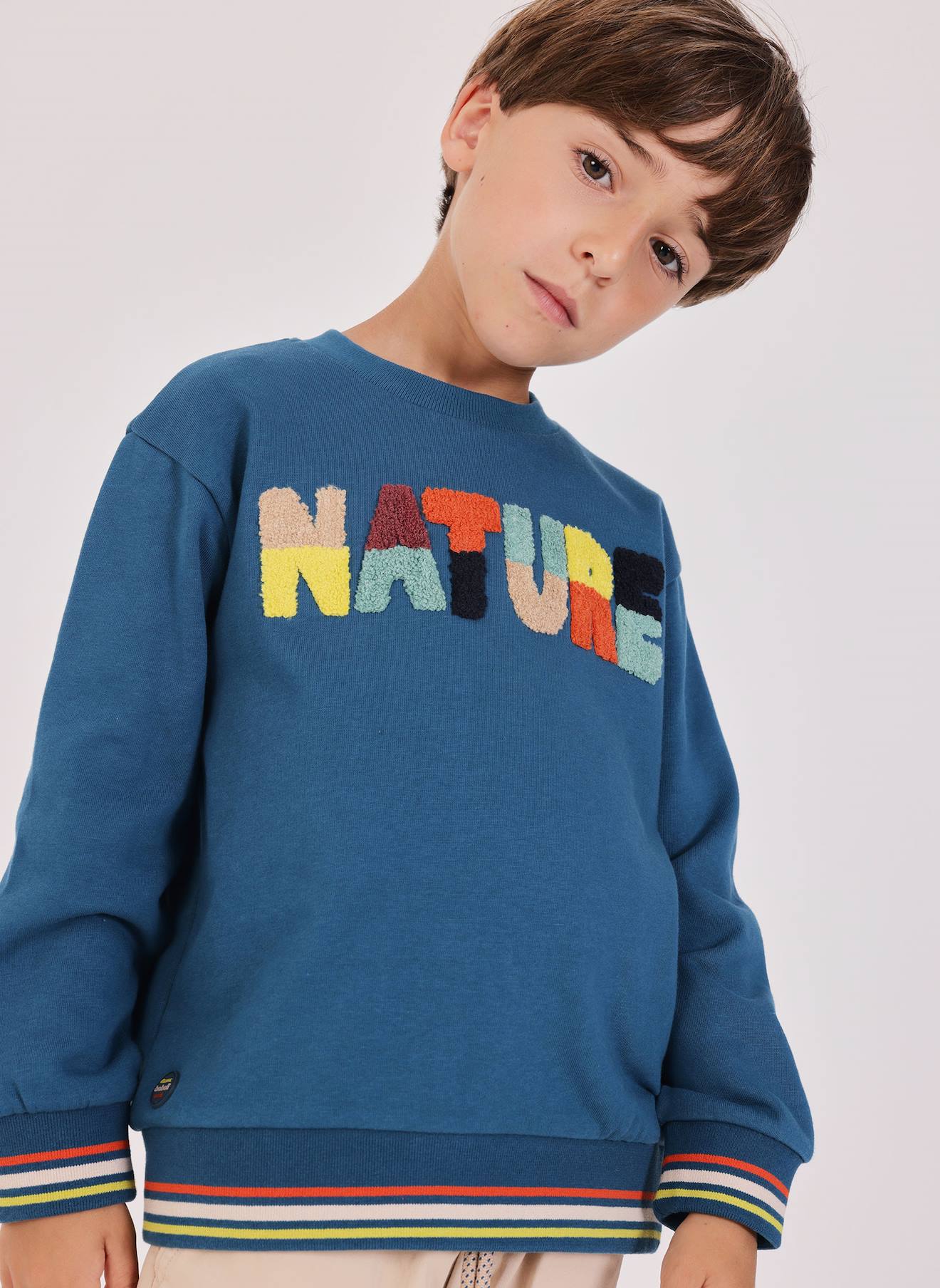 Sweat-shirt Garon Molleton Imprim Nature Bleu 36 €