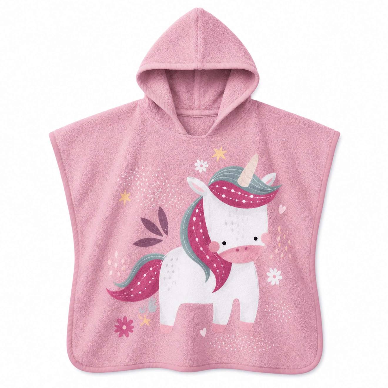 Poncho De Bain Enfant Capuche En Coton Animaux Rose 23$