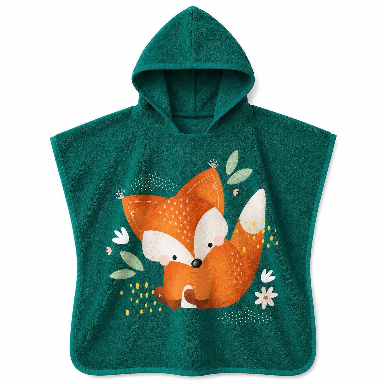 Poncho De Bain Enfant Capuche En Coton Animaux Vert Paon 23 €