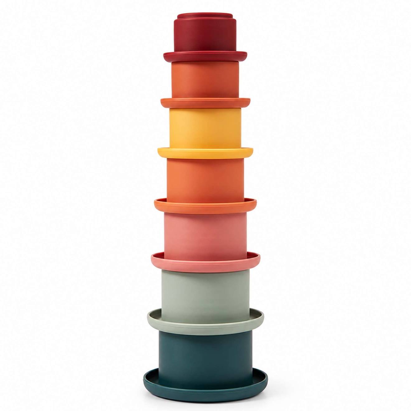 Gobelets Empilables En Silicone Bébé Jeu D'éveil Et De Bain Terracotta (Bo Jungle) - Image 1
