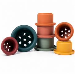 Jouet-Premier âge-Gobelets empilables en silicone bébé jeu d'éveil et de bain