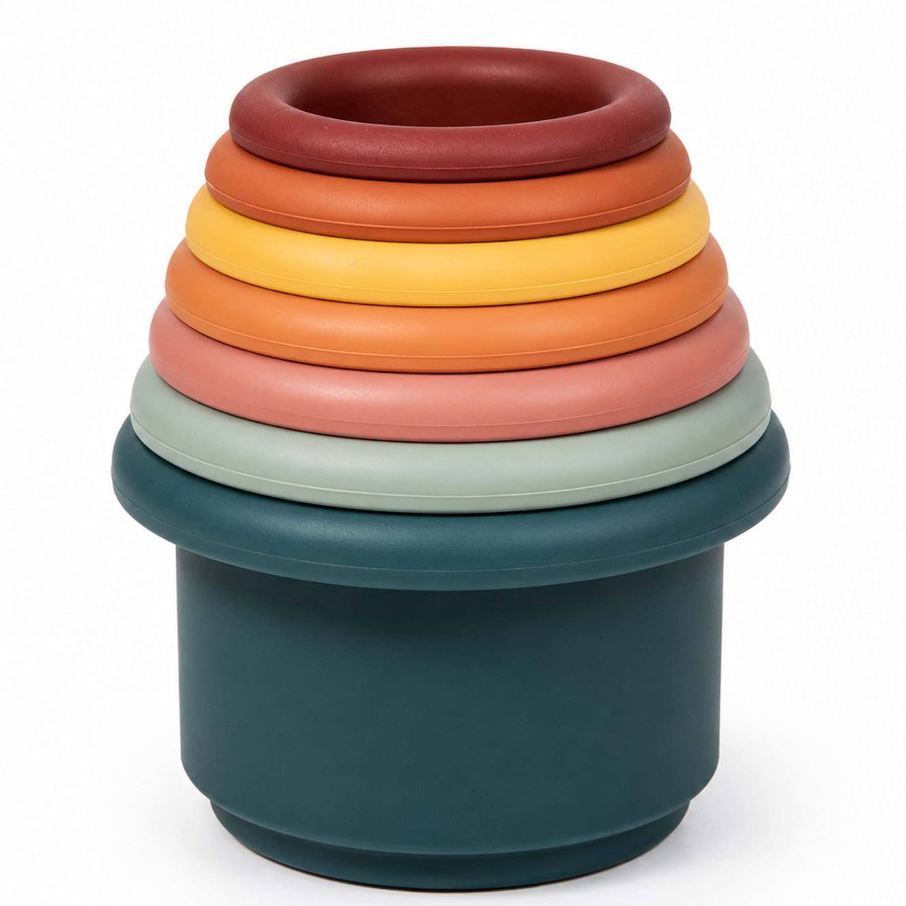 Gobelets Empilables En Silicone Bébé Jeu D'éveil Et De Bain Terracotta (Bo Jungle) - Image 2