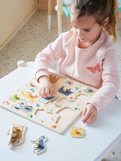 Puzzle bouton Forêt en bois FSC® multicolore 3 - vertbaudet enfant 