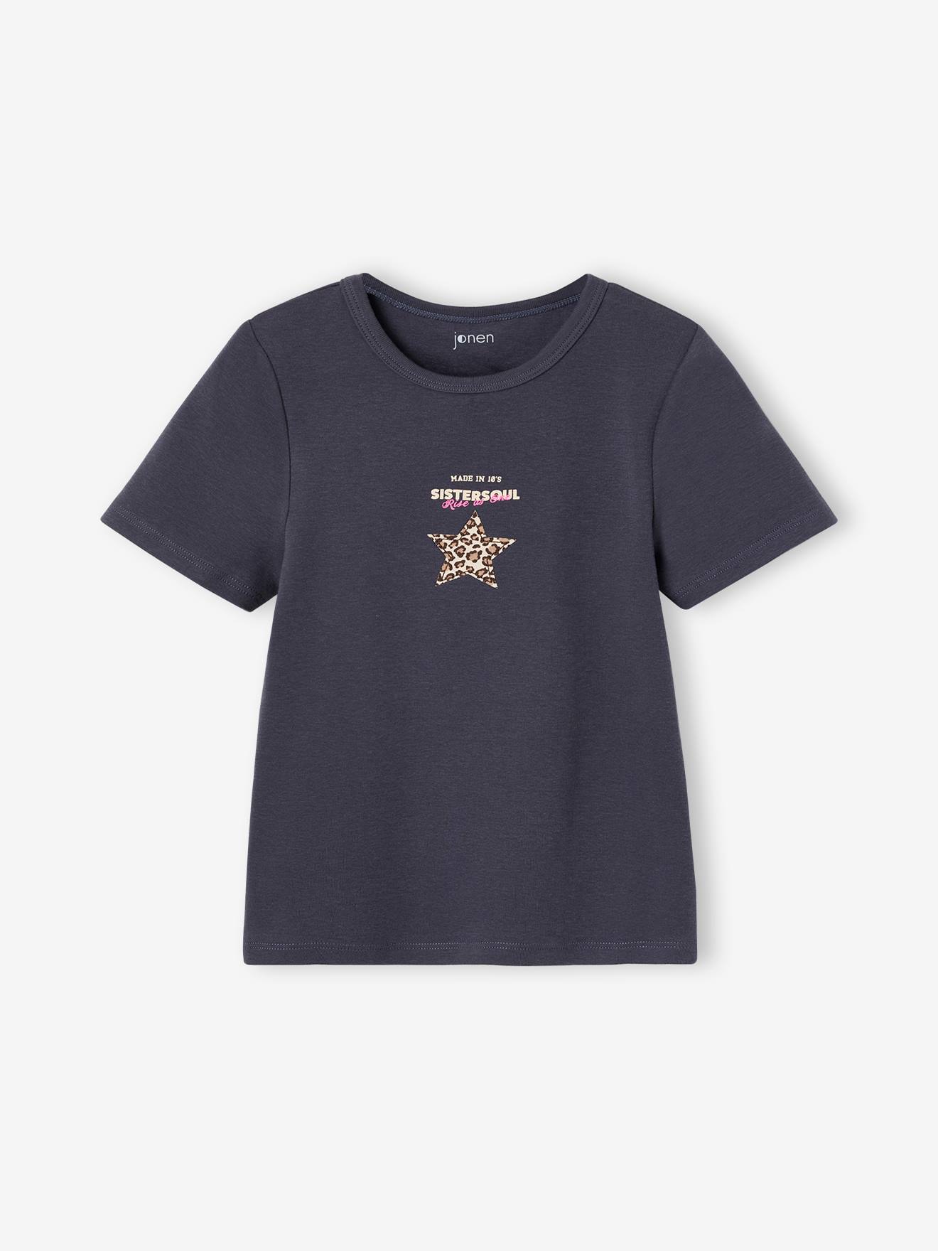T-shirt manches courtes fille cropped encre