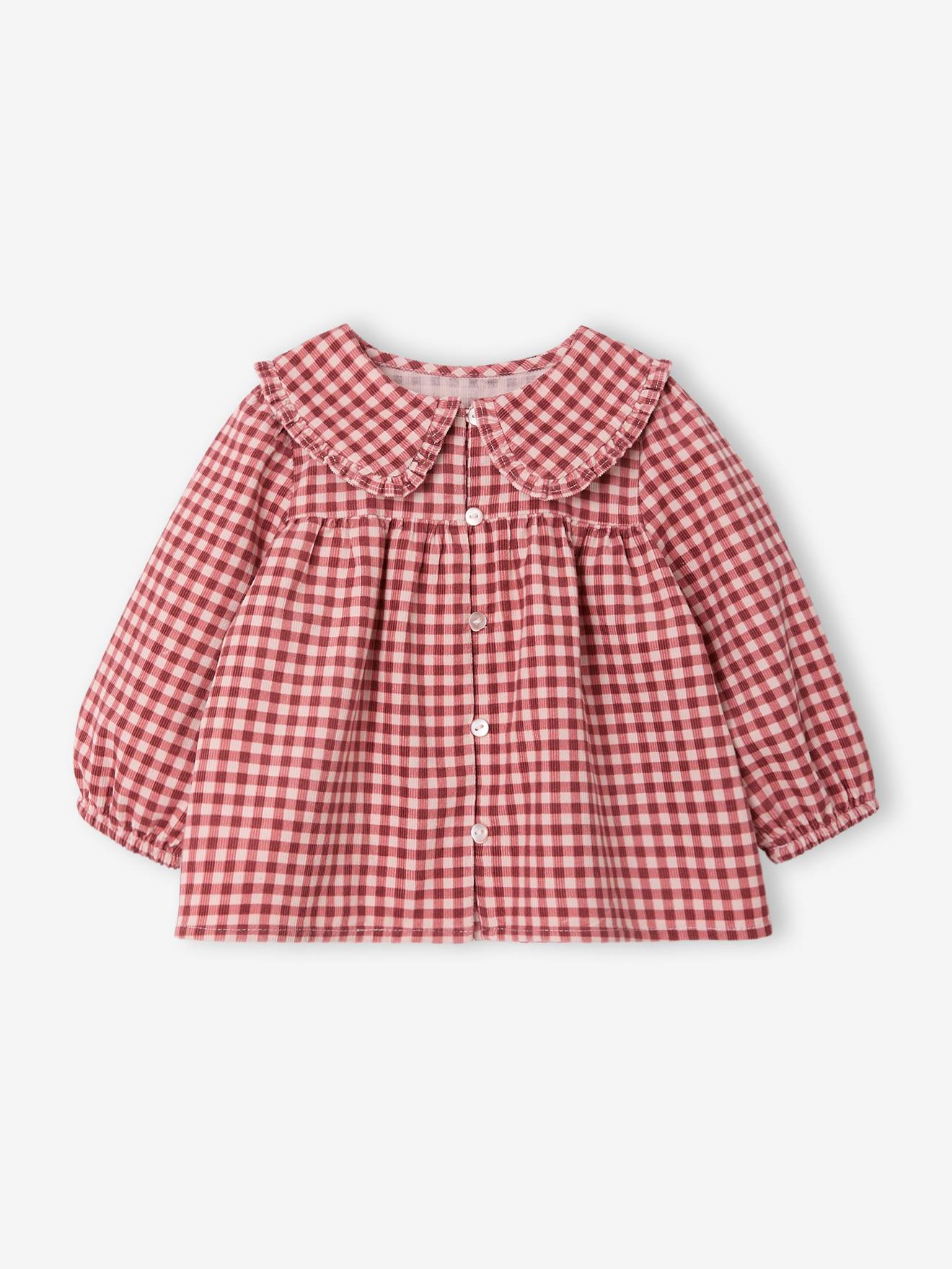Blouse bébé imprimée en velours rose